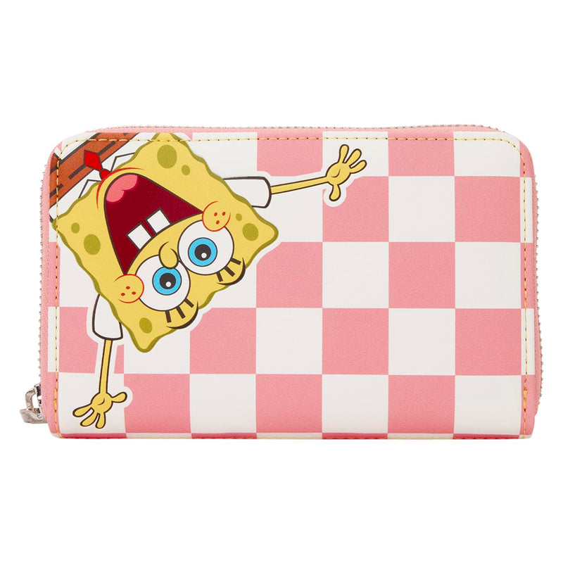 Loungefly Nickelodeon Spongebob Squarepants - Portafoglio con Cerniera a Scacchi in Ecopelle, 4 Scomparti per Carte di Credito, Ideale per Bambini e Adulti
