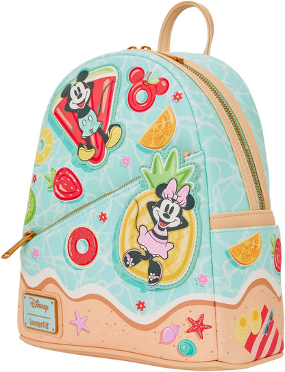 Loungefly Disney: Mickey e Minnie - Spallacci Regolabili - Beach Fun Mini Zaino - Grande per Bambini e Adulti - Borse da Collezione