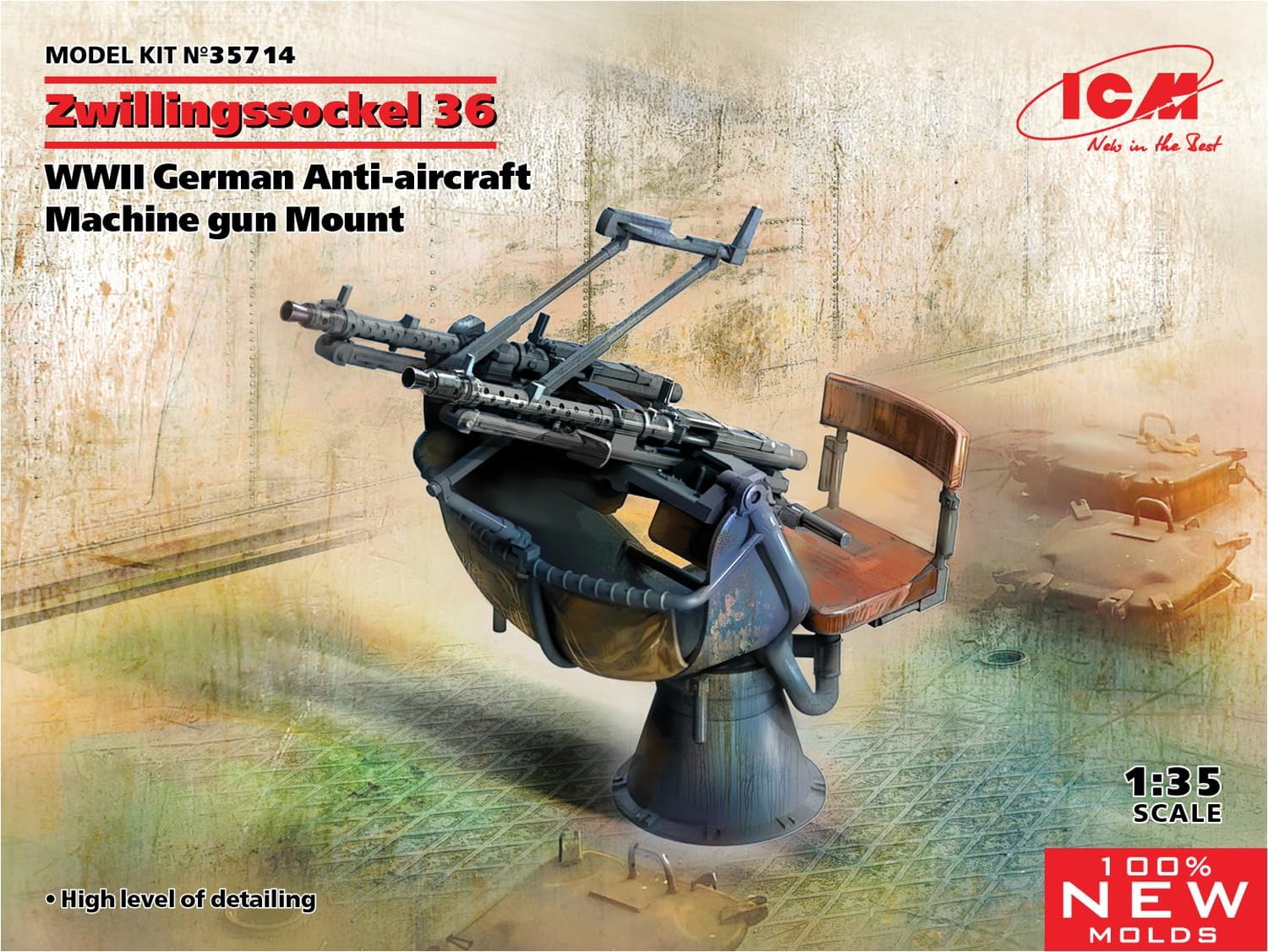 ICM 1:35 - Zwillingssockel 36 WWII Tedesco AA MG Mount
