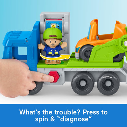Fisher-Price Little People Toddler Toy Load & Roll Hauler Car Carrier & Mechanic Playset for Preschool Pretend Play Kids Ages 1+ Years, JJY78