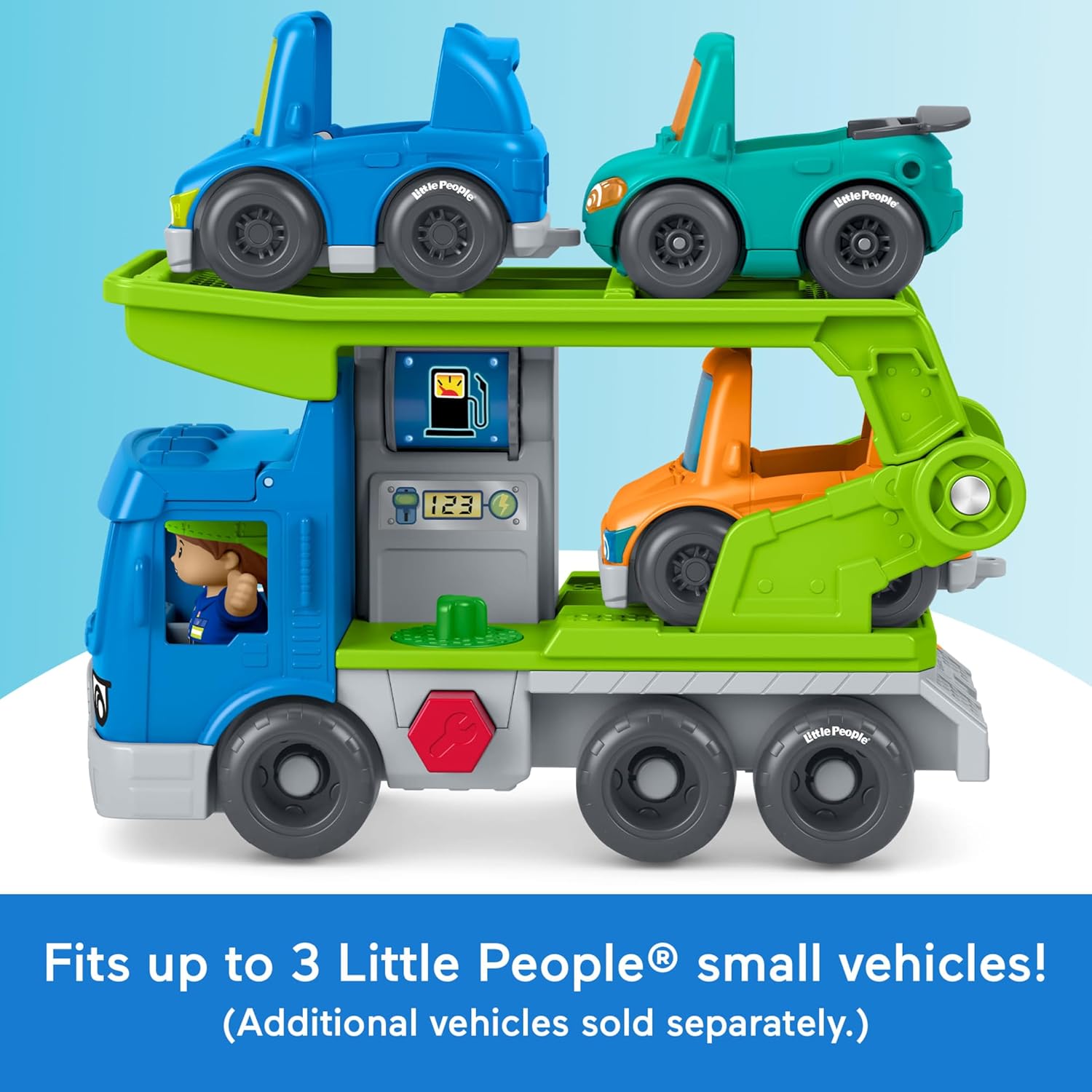 Fisher-Price Little People Toddler Toy Load & Roll Hauler Car Carrier & Mechanic Playset for Preschool Pretend Play Kids Ages 1+ Years, JJY78