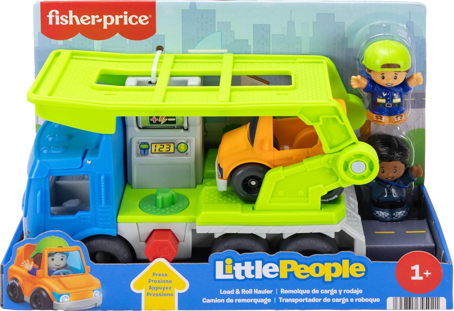 Fisher-Price Little People Toddler Toy Load & Roll Hauler Car Carrier & Mechanic Playset for Preschool Pretend Play Kids Ages 1+ Years, JJY78