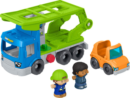 Fisher-Price Little People Toddler Toy Load & Roll Hauler Car Carrier & Mechanic Playset for Preschool Pretend Play Kids Ages 1+ Years, JJY78