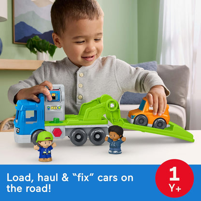 Fisher-Price Little People Toddler Toy Load & Roll Hauler Car Carrier & Mechanic Playset for Preschool Pretend Play Kids Ages 1+ Years, JJY78