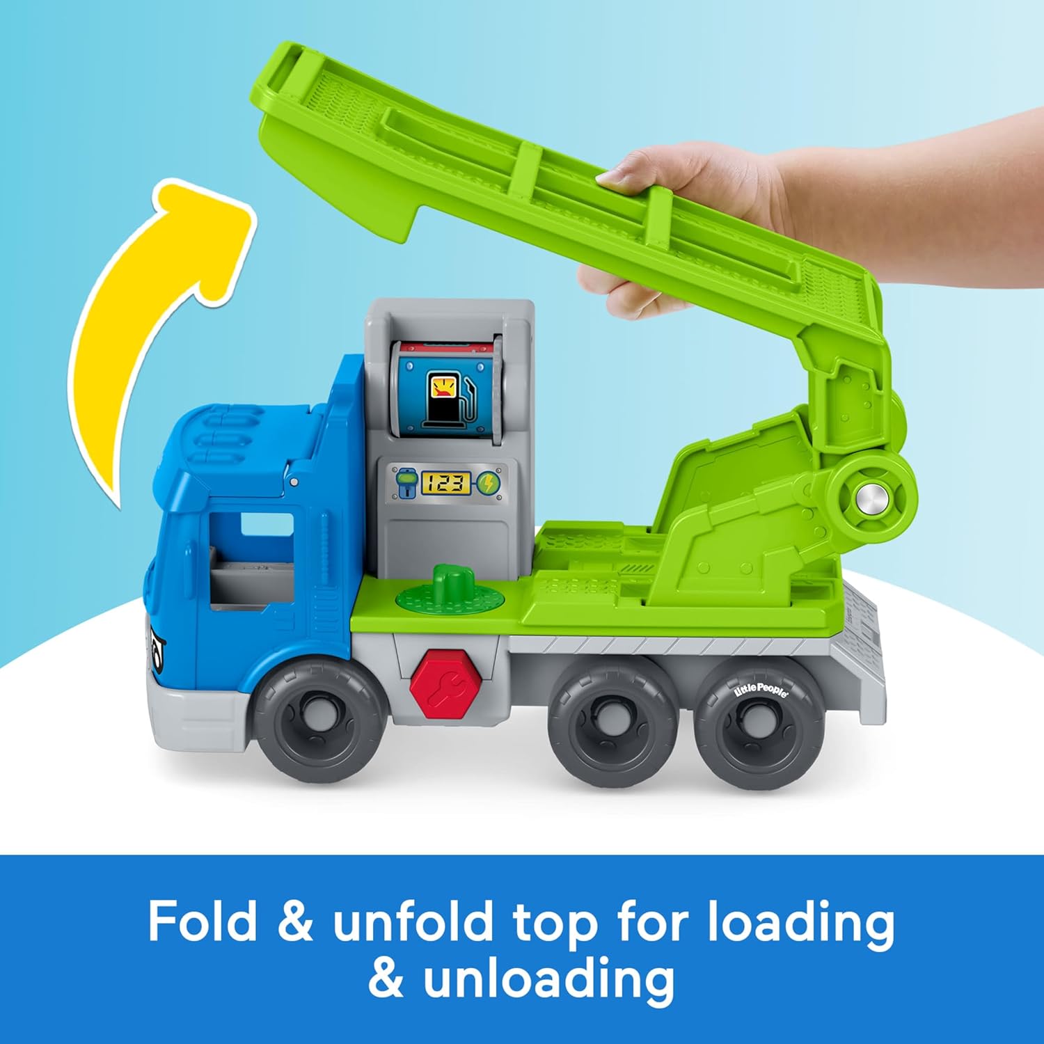 Fisher-Price Little People Toddler Toy Load & Roll Hauler Car Carrier & Mechanic Playset for Preschool Pretend Play Kids Ages 1+ Years, JJY78