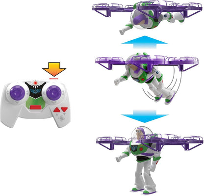 Mattel Disney and Pixar Toy Story 5 Flying RC, Hi-Tech Edition Buzz Lightyear Remote Controlled Electronic Split Wing Space Ranger, JKV53