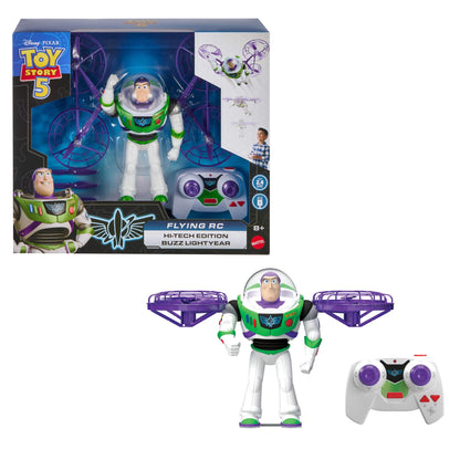Mattel Disney and Pixar Toy Story 5 Flying RC, Hi-Tech Edition Buzz Lightyear Remote Controlled Electronic Split Wing Space Ranger, JKV53