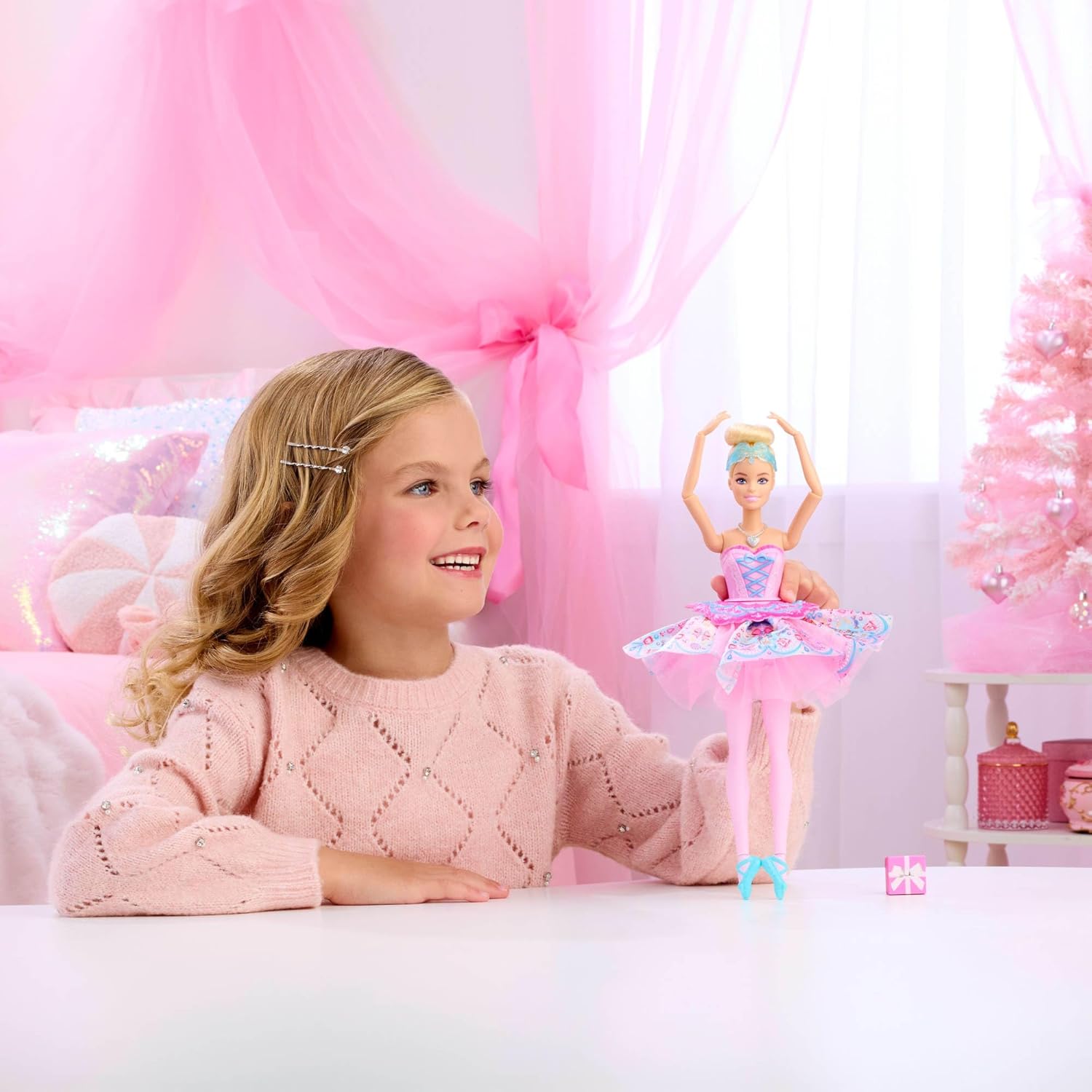 Barbie in the Nutcracker Dolls with Surprise Tutu Transformation Feature, Ombre Tutu, Heart Locket Necklace Accessory & Gift Box, JLW53
