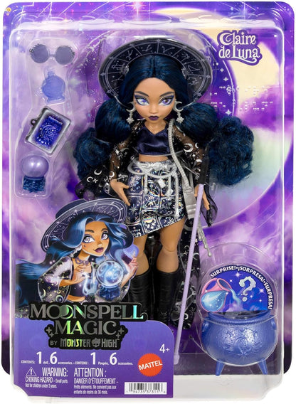 Monster High Doll, Moonspell Magic Claire De Luna The Clairvoyant Witch with Cauldron Surprise & Accessories like Crystal Ball, JMB89
