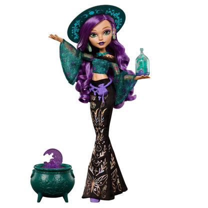 Monster High Doll, Moonspell Magic Willow Thorne The Nature Witch with Hearing Aid, Cauldron Surprise & Accessories like Herb Jar, JMB92