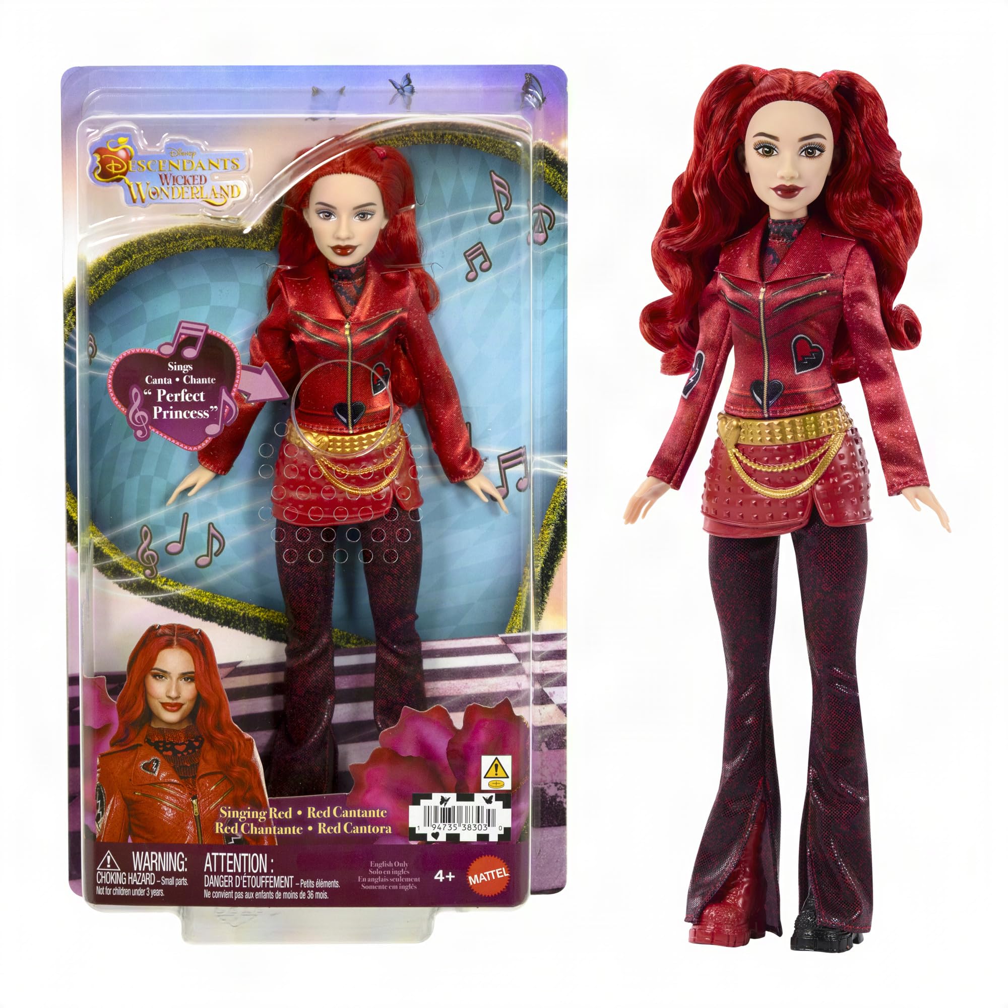 Mattel Disney Descendants: Wicked Wonderland Singing Red Doll with Movie-Inspired Clothes, Sings “Perfect Princess” in English, JMP52