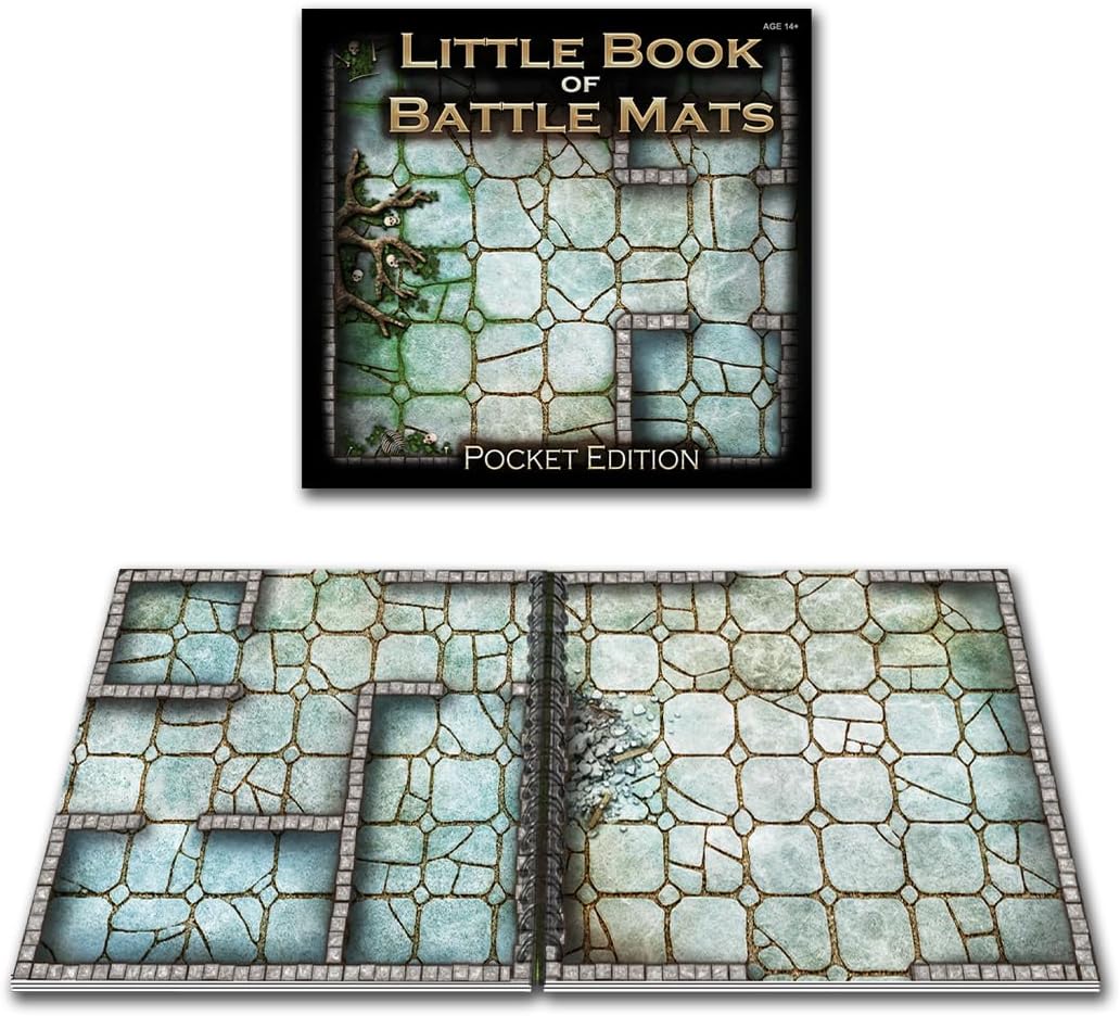 The Little Book of Battle Mats Pocket Edition by Loke | Ages 14+ | Portable 6x6 RPG Map Book for DND & Tabletop Game | Lay Flat Dry Erase Grid Maps for Game Masters | Travel Friendly Encounter Maps
