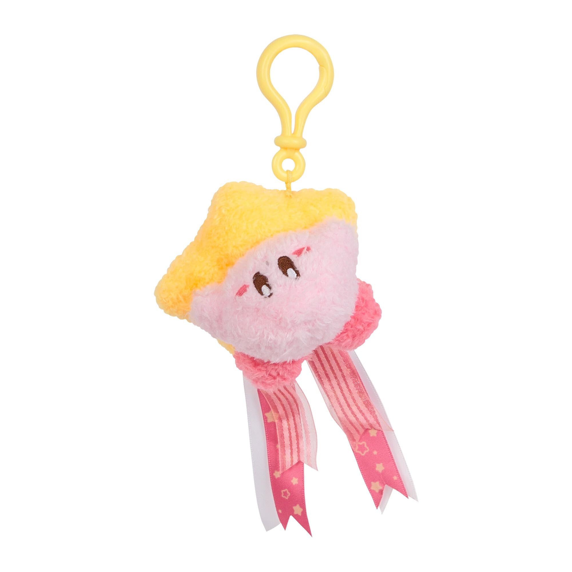 TOMY Mofulatto Kirby & Warp Star Plush Clip-On, Soft Sherpa-Feel Kirby Bag Charm, Kawaii Travel Accessory, Collectible Plush Keychain for Kids and Adults, Clip for Backpack or Purse