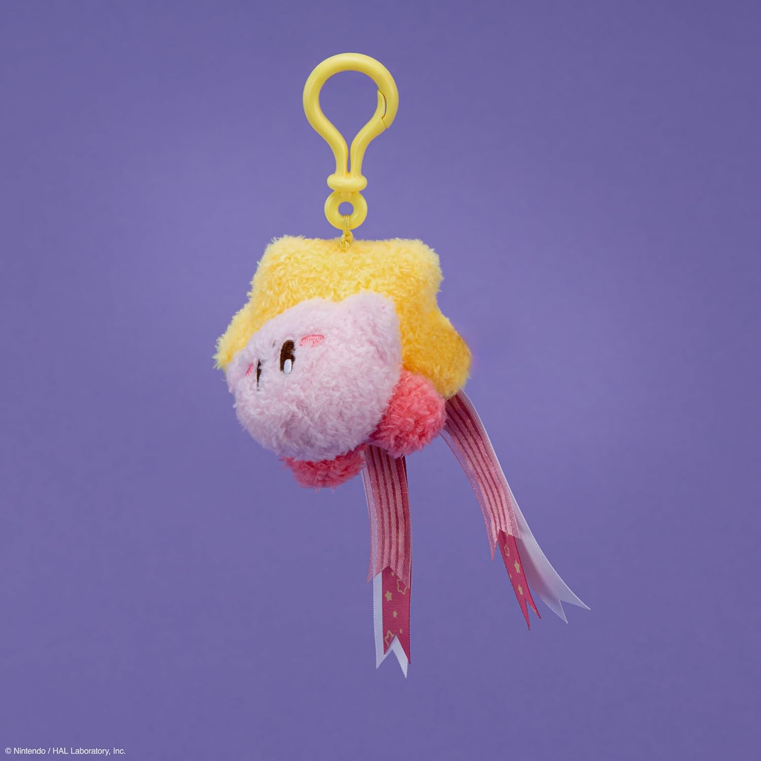 TOMY Mofulatto Kirby & Warp Star Plush Clip-On, Soft Sherpa-Feel Kirby Bag Charm, Kawaii Travel Accessory, Collectible Plush Keychain for Kids and Adults, Clip for Backpack or Purse