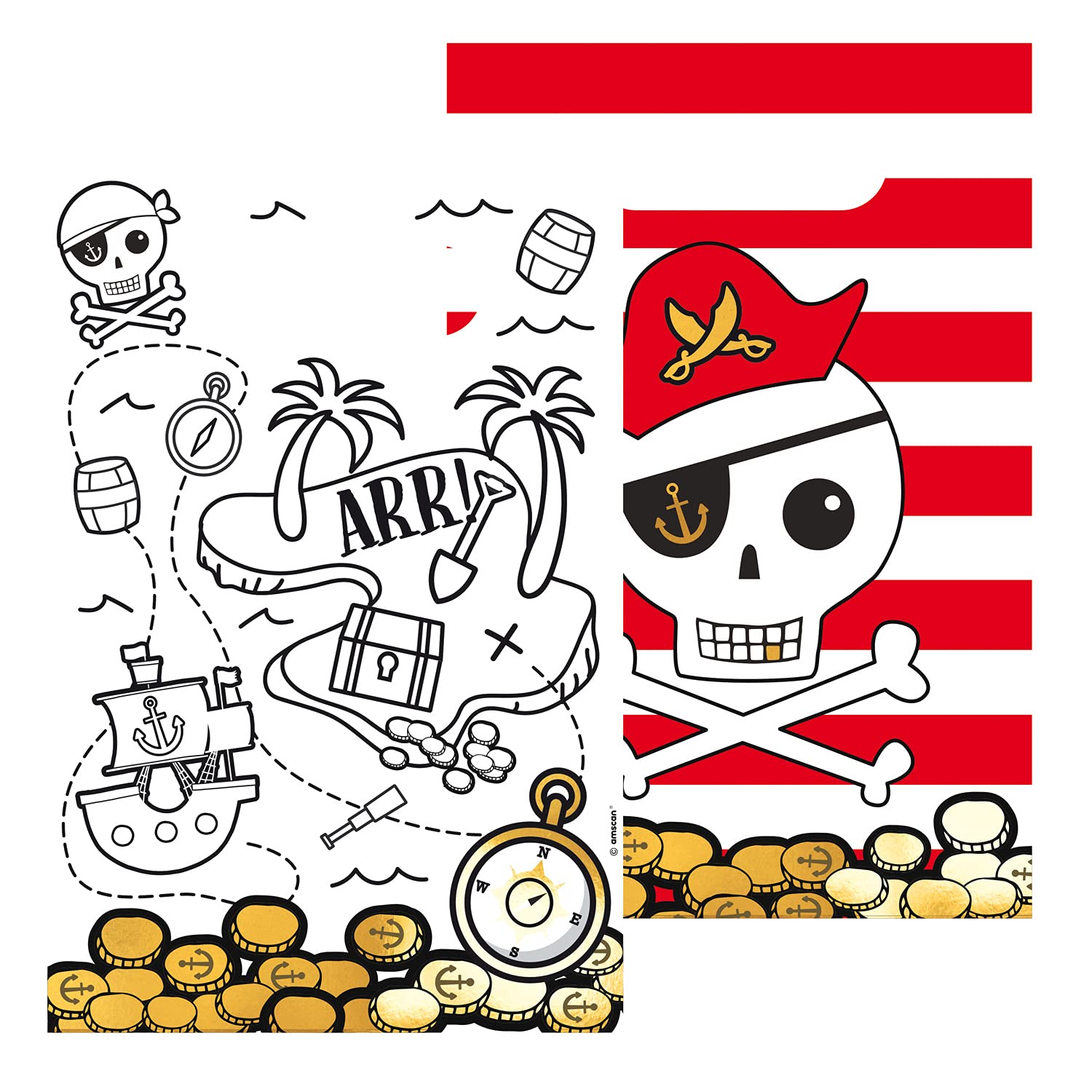 Amscan: 8 Paper Bags Pirates Map