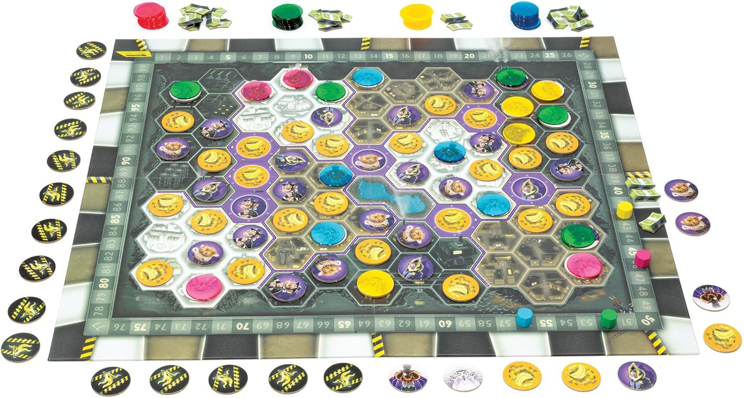 Ape Town by Reiner Knizia – for 2 to 4 Players Ages 10+ – Area Control Tile Laying Board Game