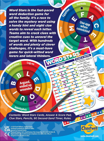 Cheatwell Games Word Stars | The Game Of Cracking Cryptic Clues To Find The Mystery Word | Ages 14+ 2 Teams