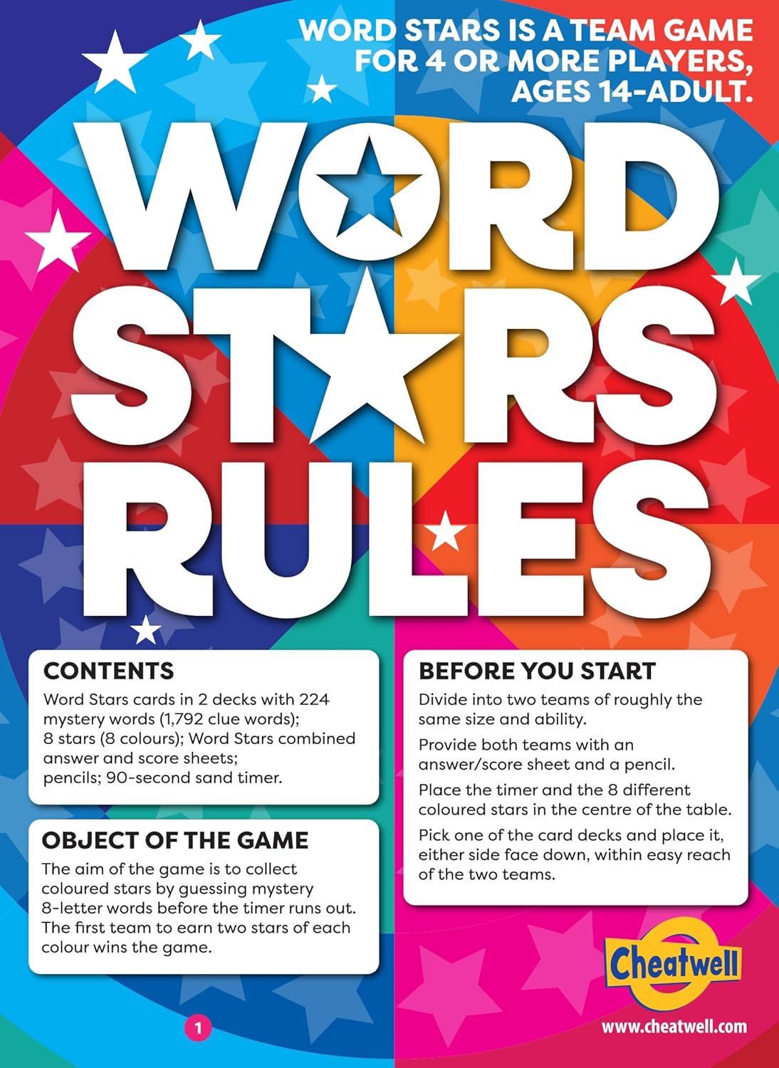 Cheatwell Games Word Stars | The Game Of Cracking Cryptic Clues To Find The Mystery Word | Ages 14+ 2 Teams