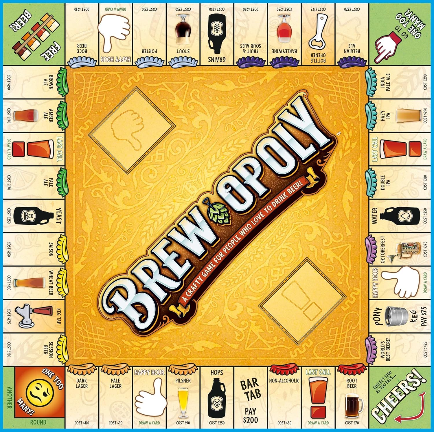 Brew-Opoly Property Trading Board Game - A Game For Adults - Strategy Fun For 2 to 6 Players - 18+ - A Crafty Game For People Who Love To Drink