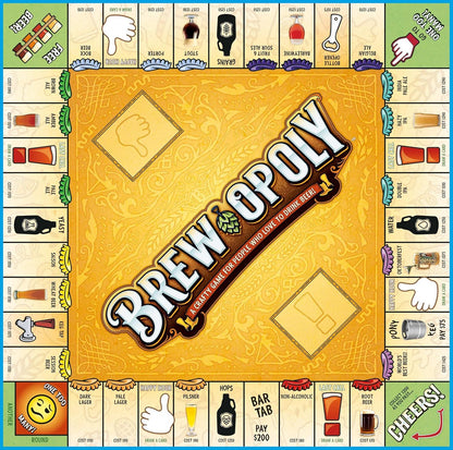 Brew-Opoly Property Trading Board Game - A Game For Adults - Strategy Fun For 2 to 6 Players - 18+ - A Crafty Game For People Who Love To Drink