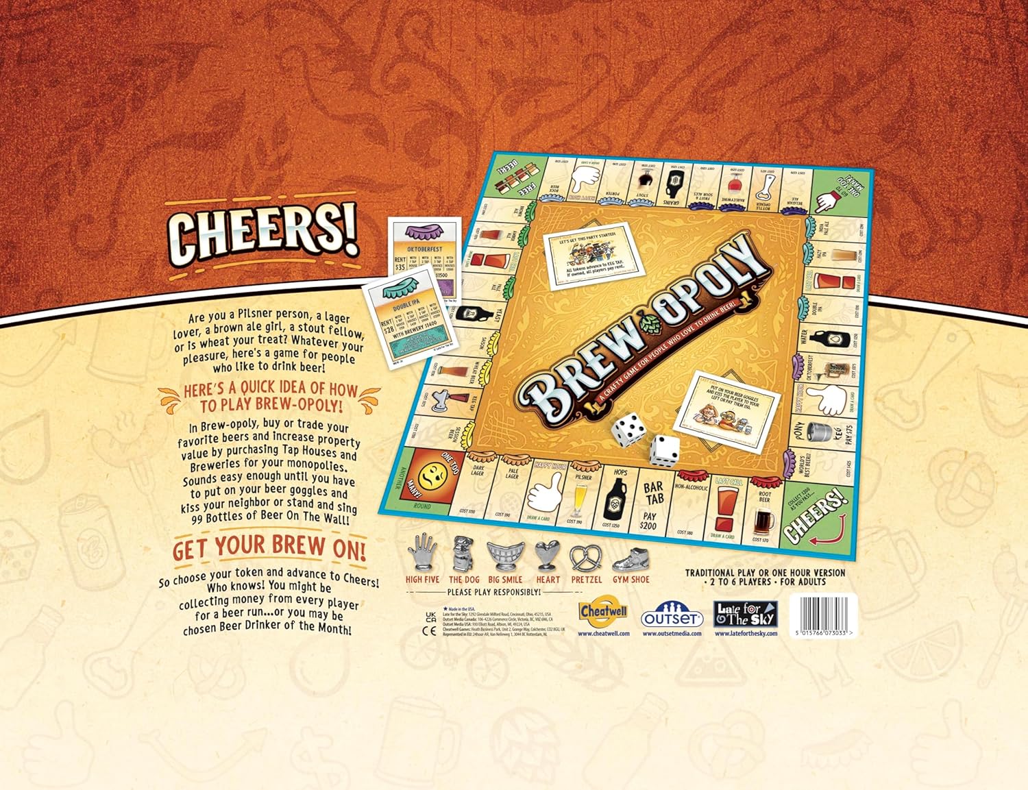 Brew-Opoly Property Trading Board Game - A Game For Adults - Strategy Fun For 2 to 6 Players - 18+ - A Crafty Game For People Who Love To Drink