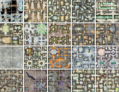 Loke BattleMats | The Dungeon Reignited Set Of 2 Books Of Battle Mats | RPG Accessory, Compatible with Tabletop Role Games, Erasable Cards, 2 Battle Mat Books | 1+ Players