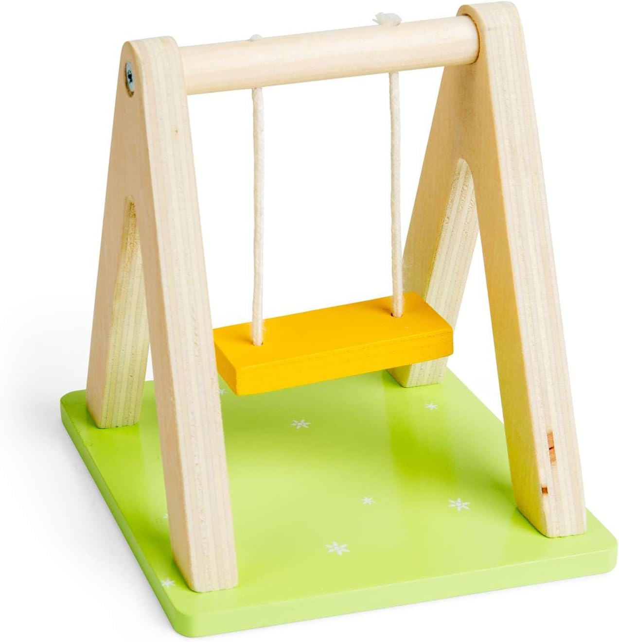 Bigjigs Toys Tuinset | Outdoor poppenhuismeubels | Miniatuur houten schommel, glijbaan en wip voor poppenhuizen voor kinderen | 4 stuks accessoirespakket voor poppenhuistuinen | Geschenken voor