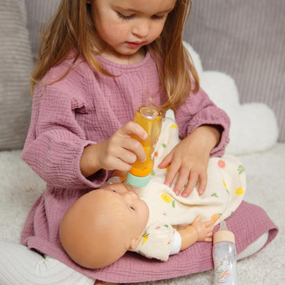 Heless 930 - Magische poppenfles set "Unicorn Henri", poppen accessoires incl. 2 flessen met truc melk en truc sap
