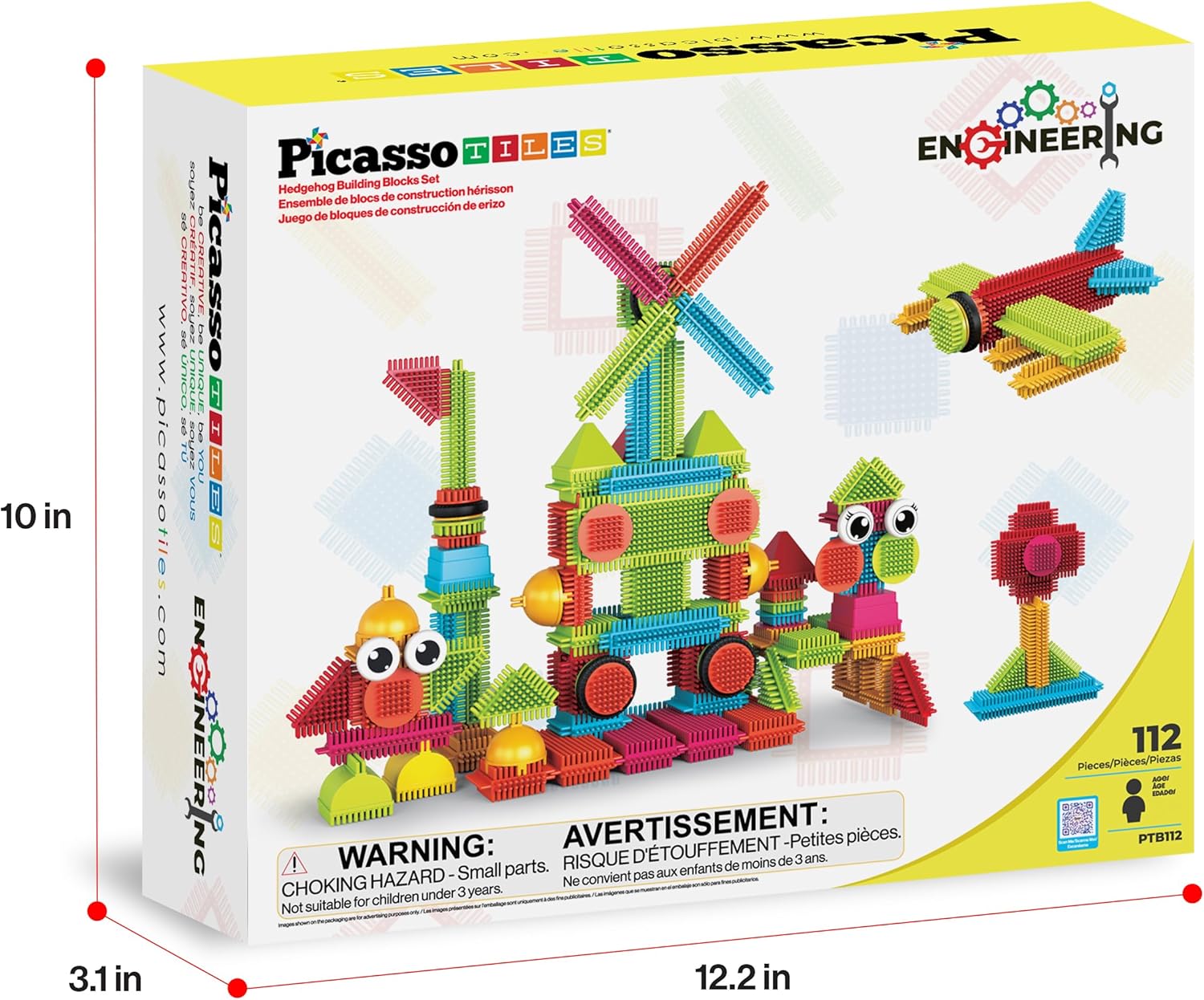 Picasso Tiles - Bristlelock Building Block Set, 112Pcs (Ptb112)