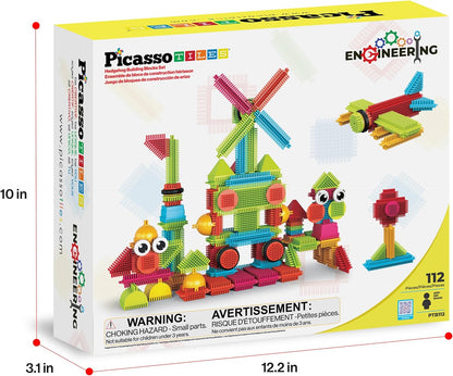 Picasso Tiles - Bristlelock Building Block Set, 112Pcs (Ptb112)