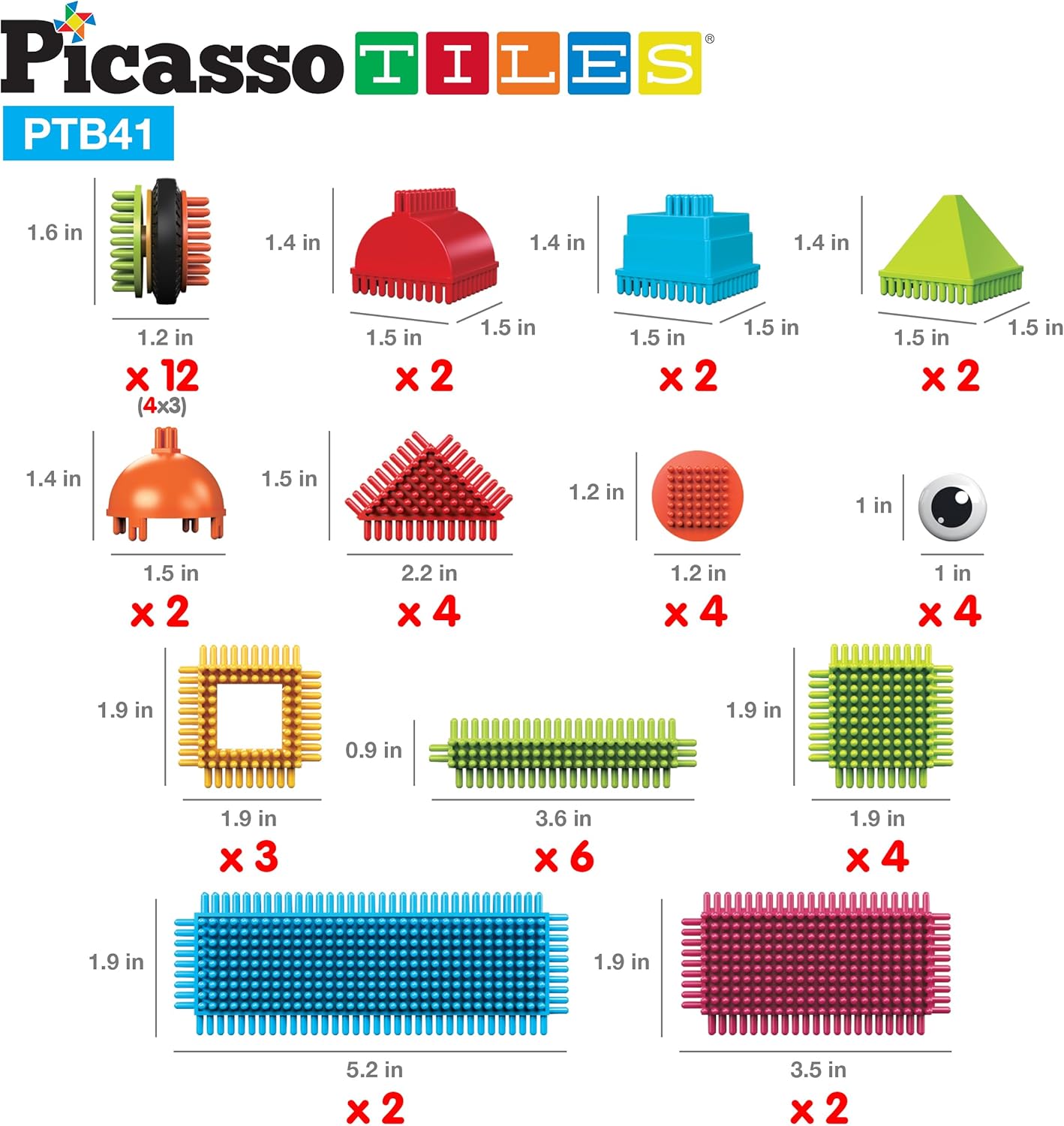 Picasso Speelgoed 41 st Egel Egel Blokken Bouwstenen Bouw Speelgoed Set w/IdeaBook Leren Speelset Geen Magnetische STEM STOOM Educatieve Kit Kind Hersenen Ontwikkeling Voorschoolse Kleuterschool PTB41