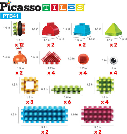 Picasso Speelgoed 41 st Egel Egel Blokken Bouwstenen Bouw Speelgoed Set w/IdeaBook Leren Speelset Geen Magnetische STEM STOOM Educatieve Kit Kind Hersenen Ontwikkeling Voorschoolse Kleuterschool PTB41