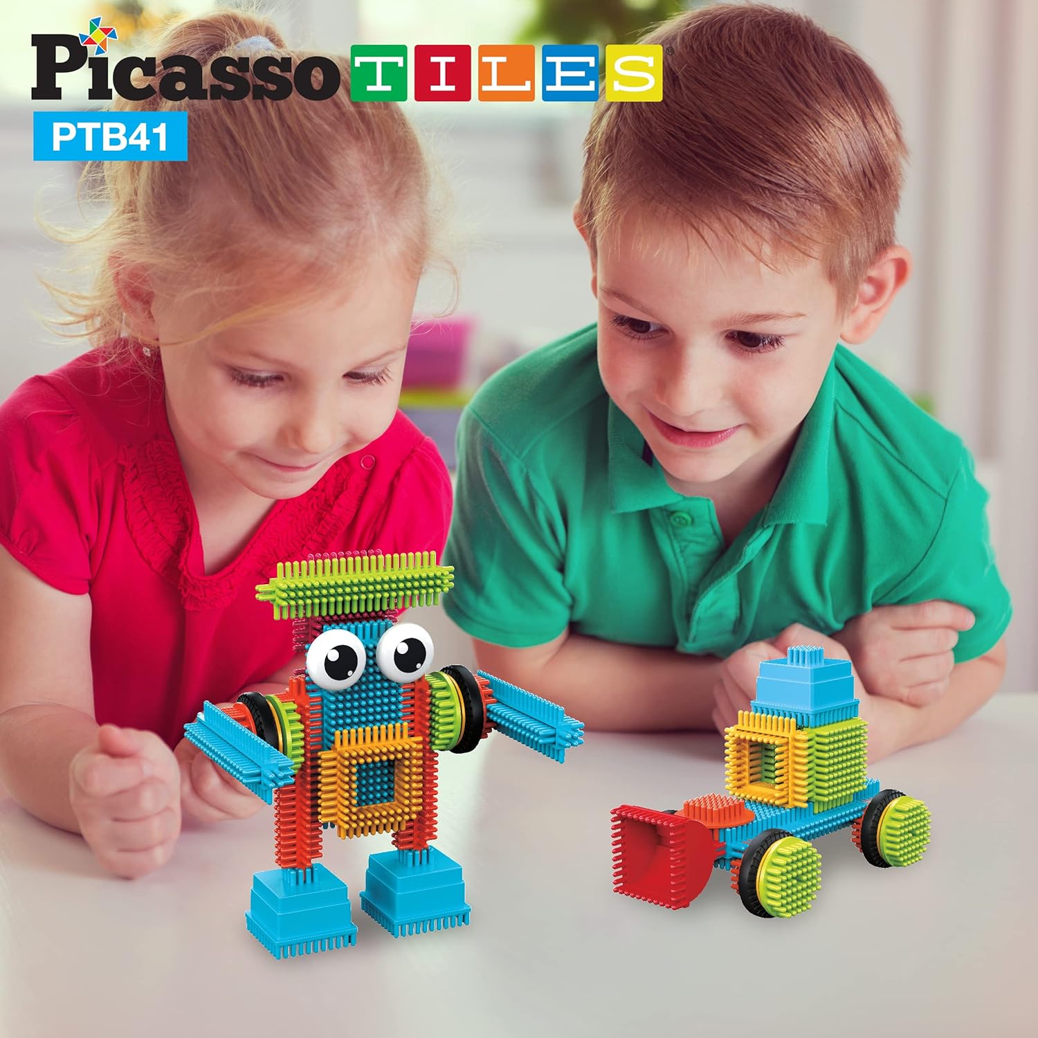 Picasso Speelgoed 41 st Egel Egel Blokken Bouwstenen Bouw Speelgoed Set w/IdeaBook Leren Speelset Geen Magnetische STEM STOOM Educatieve Kit Kind Hersenen Ontwikkeling Voorschoolse Kleuterschool PTB41