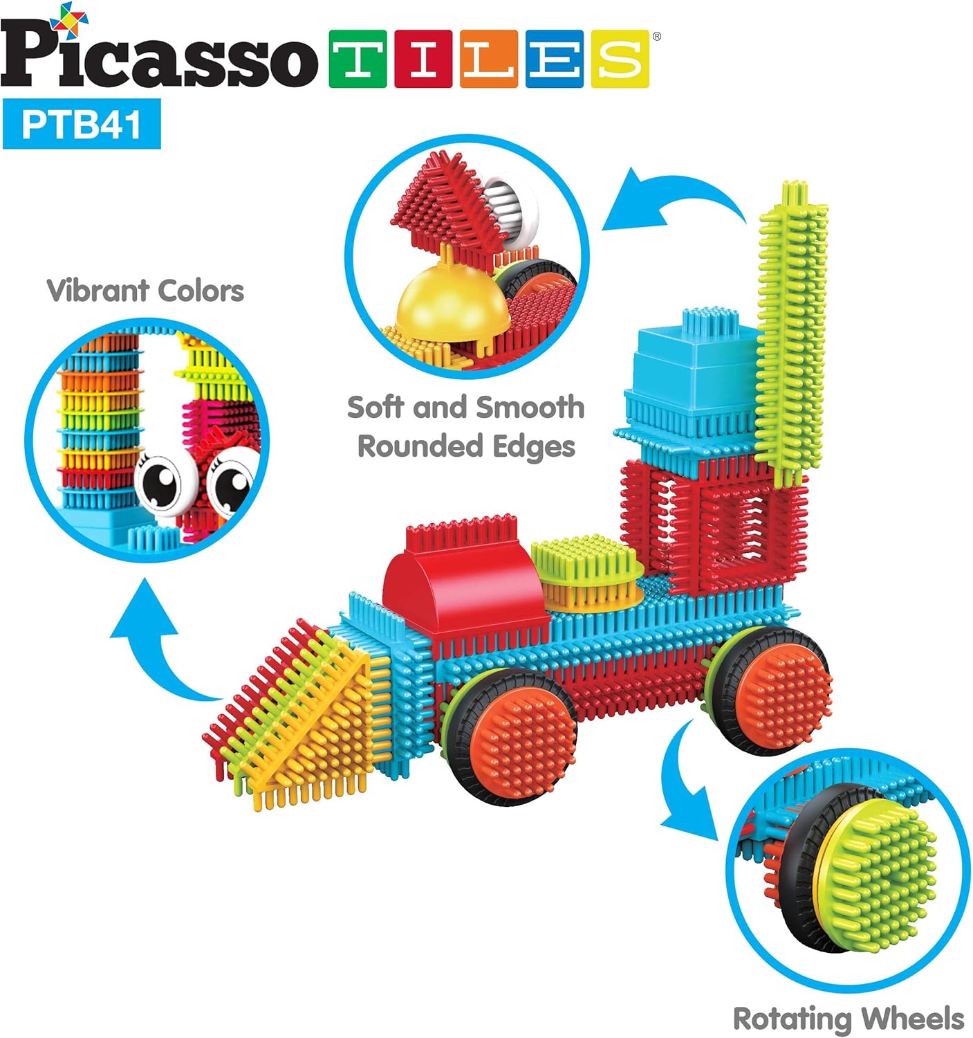 Picasso Speelgoed 41 st Egel Egel Blokken Bouwstenen Bouw Speelgoed Set w/IdeaBook Leren Speelset Geen Magnetische STEM STOOM Educatieve Kit Kind Hersenen Ontwikkeling Voorschoolse Kleuterschool PTB41