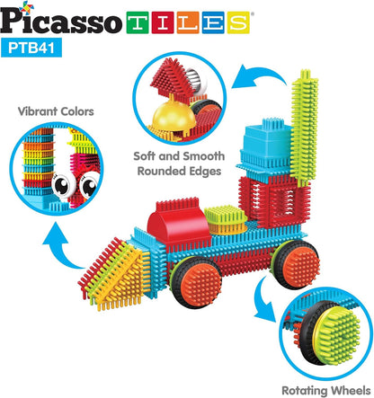 Picasso Speelgoed 41 st Egel Egel Blokken Bouwstenen Bouw Speelgoed Set w/IdeaBook Leren Speelset Geen Magnetische STEM STOOM Educatieve Kit Kind Hersenen Ontwikkeling Voorschoolse Kleuterschool PTB41