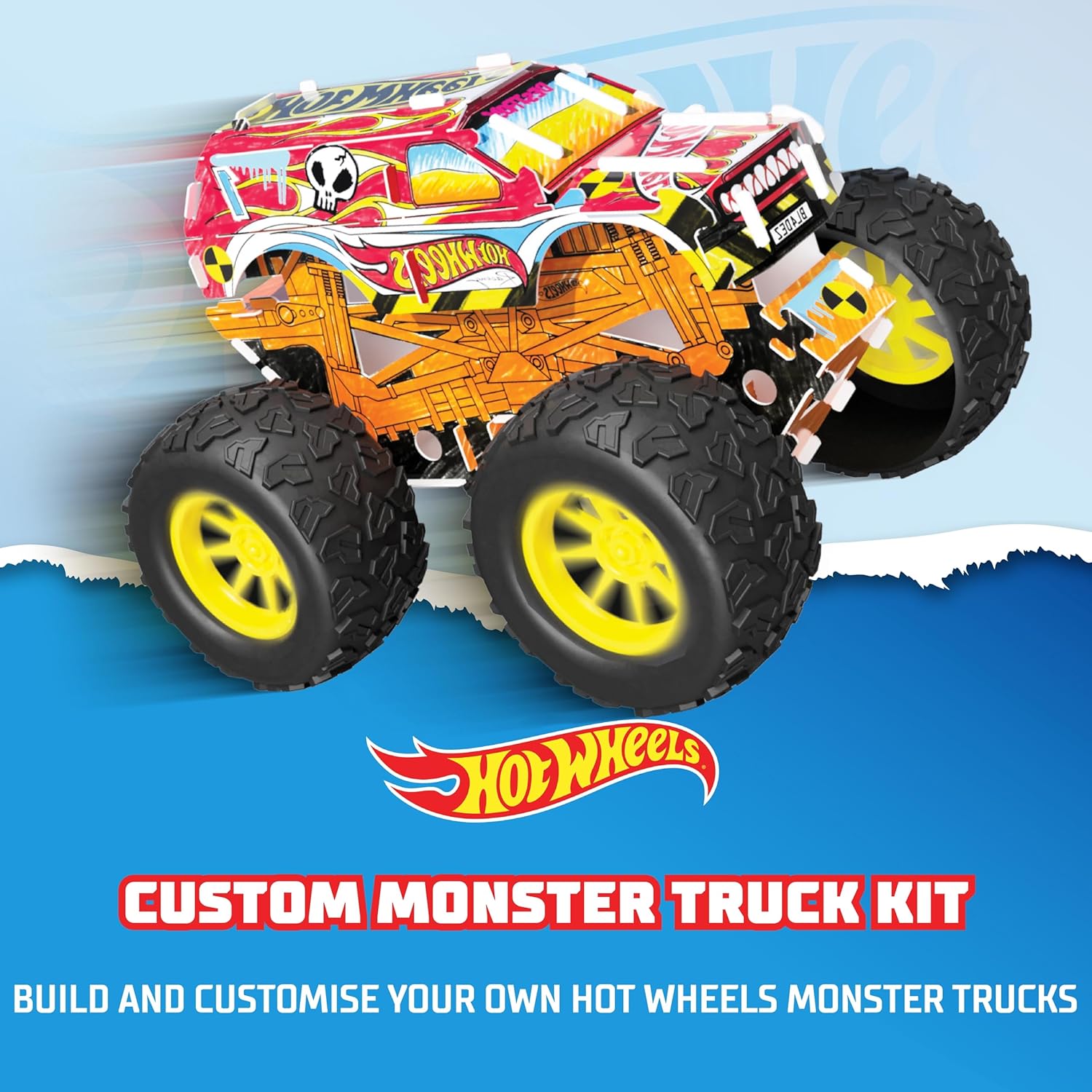 BLADEZ Hot Wheels Toyz Maak je eigen monstertruck - kunstset voor kinderen van 6-12 met markers en stuntramp - Hotwheels Kit om te spelen - Kleursets voor kinderen en STEM-leren - Aanpasbaar en