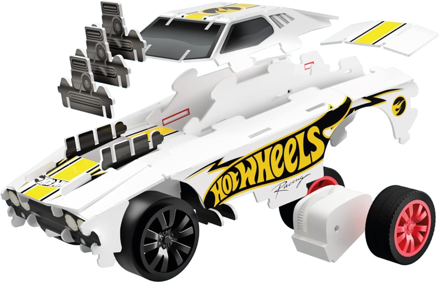 BLADEZ Hot Wheels Toyz Pocket Racer Maker Kitz 1 Pack - Build & Race Mini Cars - Pull-Back Motoren voor Turbo Prestaties & Eenvoudige Snap-Fit Montage - Werkt op Hot Wheels Track - KLEUREN ZULLEN