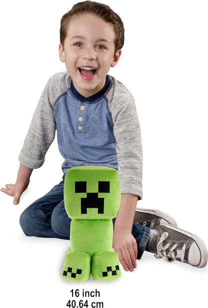 Mattel Minecraft Creeper Jumbo Plush Figure, Large 16-inch Soft Doll with Pixelated Design Inspired by the Video Game, HWD75