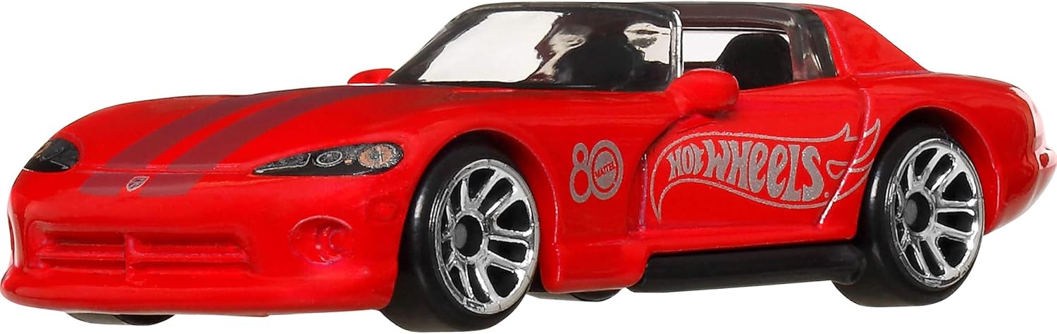 Hot Wheels Toy Cars & Trucks 8-Pack, Set of 8 Die-Cast 1:64 Scale Retro Vehicles with Special Mattel 80th Anniversary Deco & Packaging