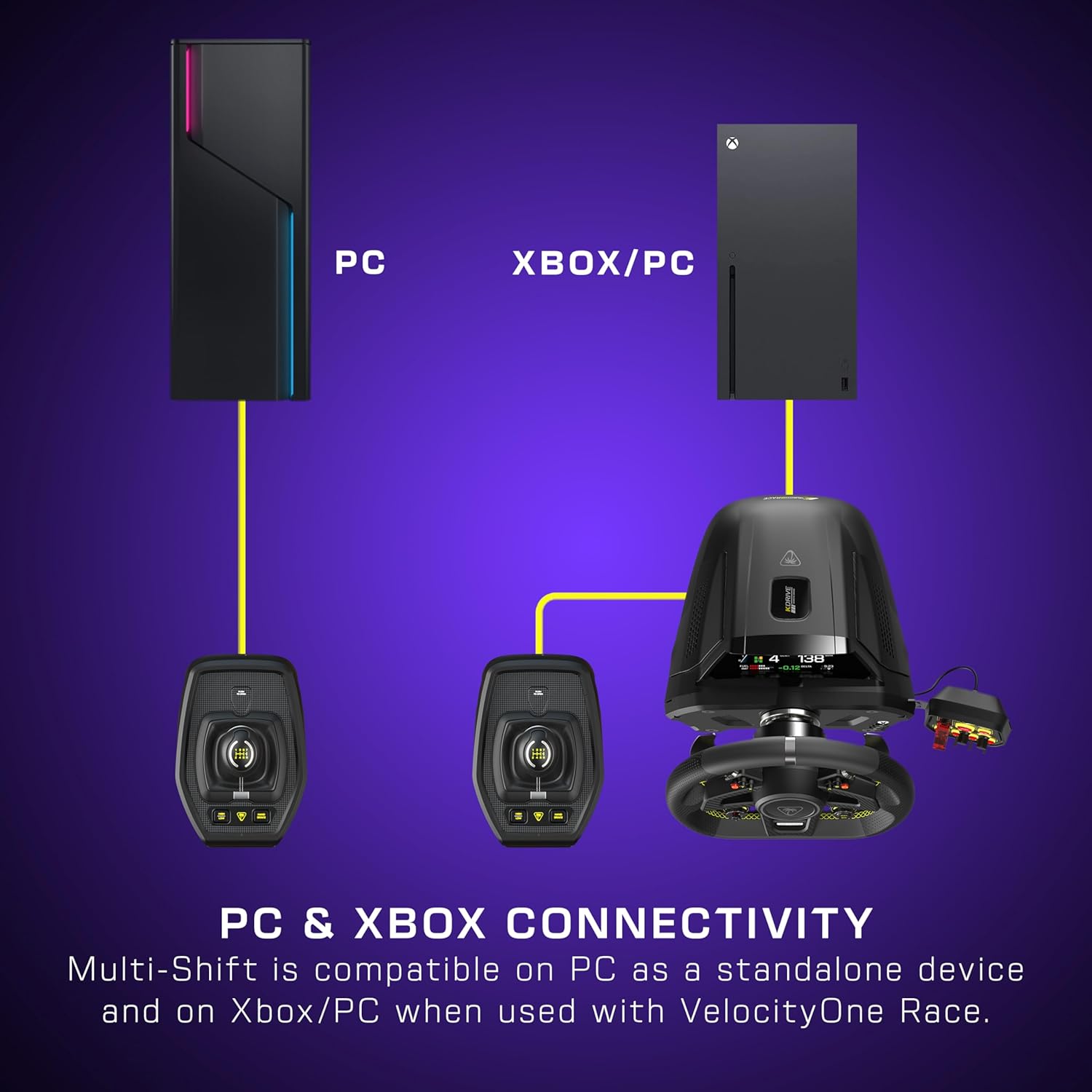 Turtle Beach VelocityOne Multi-Shift Universal Gear Shifter & Handbrake for Windows 10/11 PCs | Xbox Series X|S & Xbox One