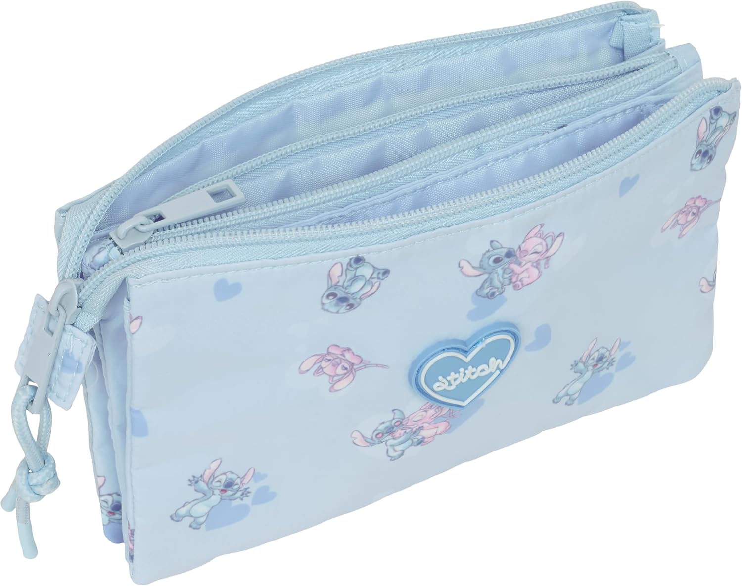 STITCH – Triple Pencil Case, Children's Pencil Case, Ideal for School-Aged Children, Comfortable and Versatile, Quality and Resistance, 22 x 3 x 12 cm