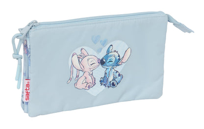 STITCH – Triple Pencil Case, Children's Pencil Case, Ideal for School-Aged Children, Comfortable and Versatile, Quality and Resistance, 22 x 3 x 12 cm