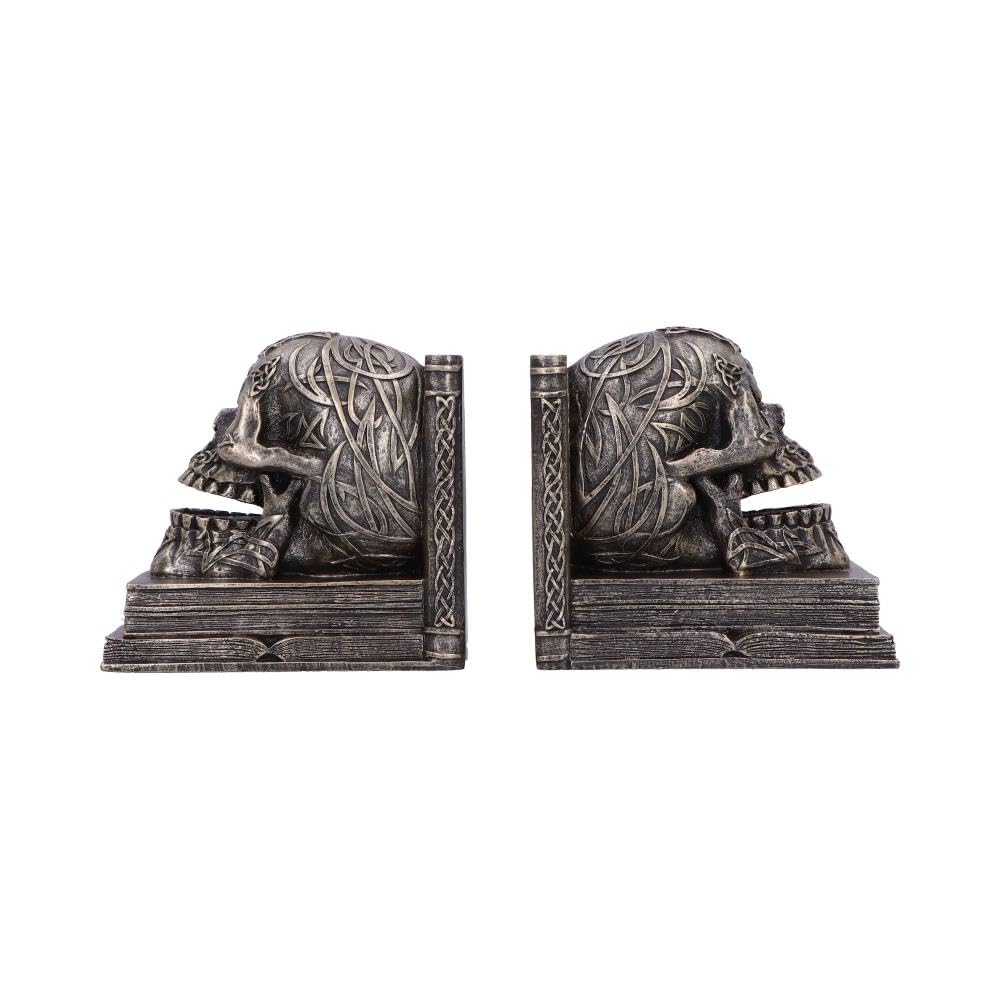 Nemesis Now Celtic Tale Resin Bookends - Heavy Decorative Book Ends for Literature Collections, Ornate Celtic Skull Design and Knotwork, Bronze Finish