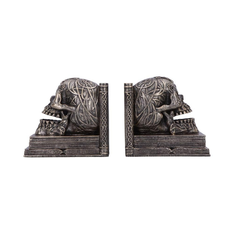 Nemesis Now Celtic Tale Resin Bookends - Heavy Decorative Book Ends for Literature Collections, Ornate Celtic Skull Design and Knotwork, Bronze Finish
