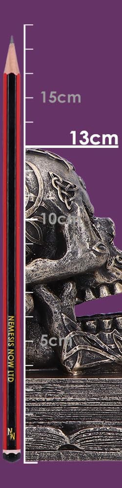 Nemesis Now Celtic Tale Resin Bookends - Heavy Decorative Book Ends for Literature Collections, Ornate Celtic Skull Design and Knotwork, Bronze Finish