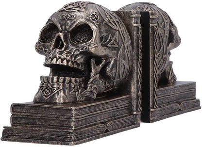 Nemesis Now Celtic Tale Resin Bookends - Heavy Decorative Book Ends for Literature Collections, Ornate Celtic Skull Design and Knotwork, Bronze Finish