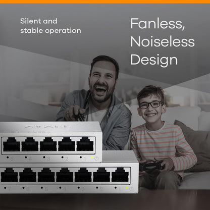 Zyxel 8-Port Gigabit Switch | Unmanaged | Desktop or Wall Mount | Easy Installation | Fanless | Metal Housing | Ethernet Splitter Network Hub | GS-108B v5