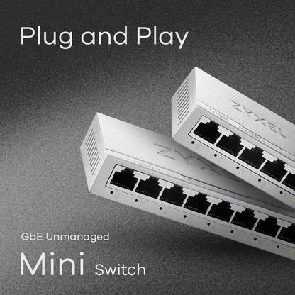 Zyxel 8-Port Gigabit Switch | Unmanaged | Desktop or Wall Mount | Easy Installation | Fanless | Metal Housing | Ethernet Splitter Network Hub | GS-108B v5