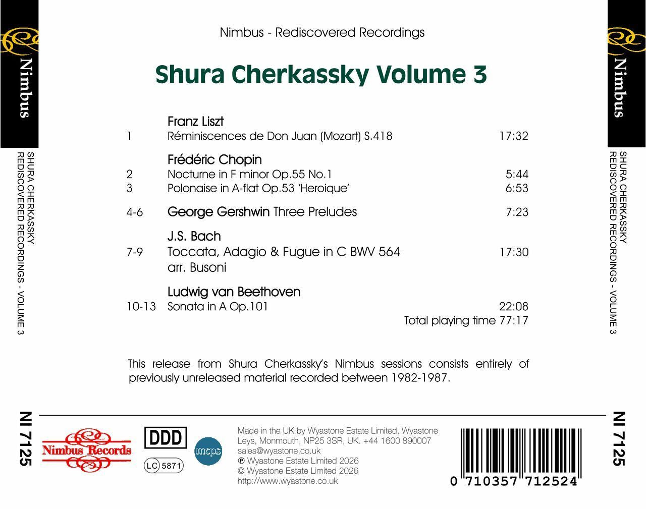 Shura Cherkassky: Nimbus Rediscovered Recordings, Volume 3