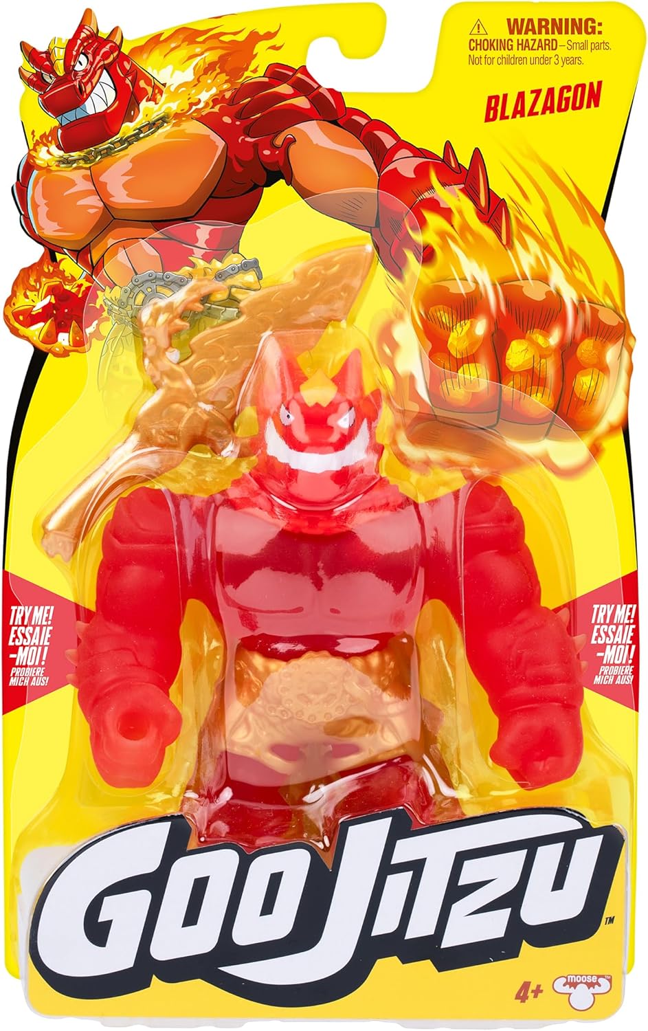 Goo Jitzu, Blazagon, Stretchy Collectible Action Figure, With Unique Goo Filling & Weapon, Tactile Sensory Toy That Stretches Up To 3x Its Size